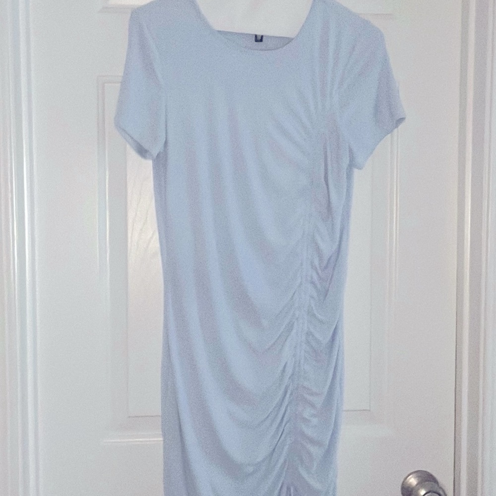 Midi Light Blue Rouched Dress